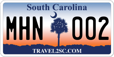 SC license plate MHN002