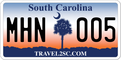 SC license plate MHN005