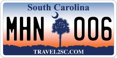 SC license plate MHN006