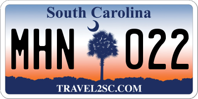 SC license plate MHN022
