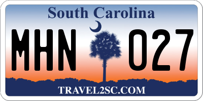 SC license plate MHN027