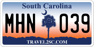 SC license plate MHN039