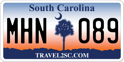 SC license plate MHN089