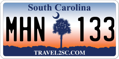 SC license plate MHN133