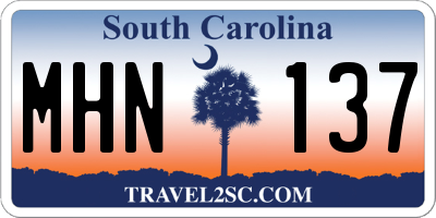 SC license plate MHN137