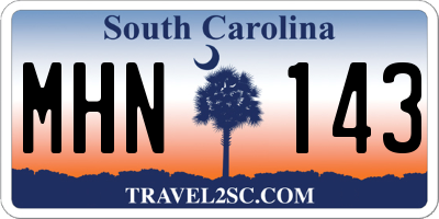 SC license plate MHN143