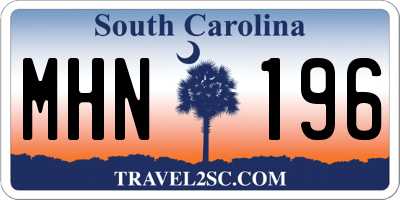 SC license plate MHN196