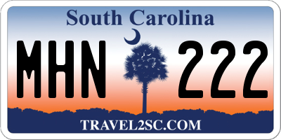SC license plate MHN222