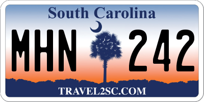 SC license plate MHN242
