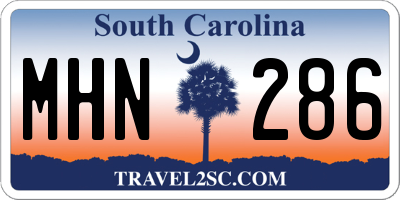 SC license plate MHN286