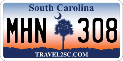 SC license plate MHN308