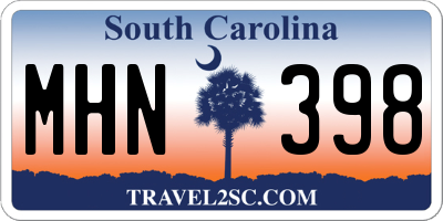 SC license plate MHN398