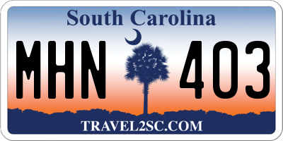 SC license plate MHN403