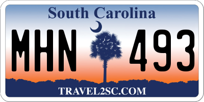 SC license plate MHN493