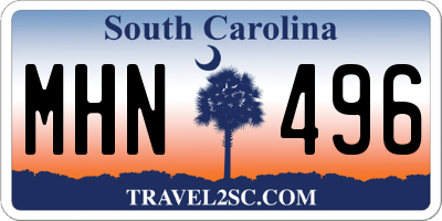 SC license plate MHN496