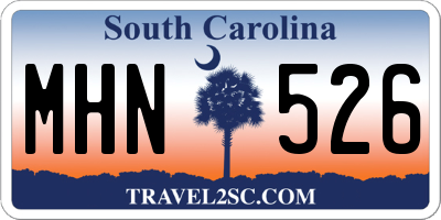SC license plate MHN526