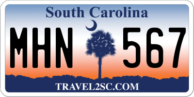 SC license plate MHN567