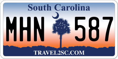 SC license plate MHN587