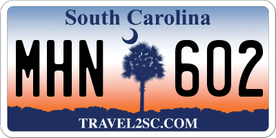 SC license plate MHN602