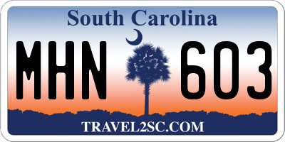 SC license plate MHN603