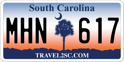 SC license plate MHN617
