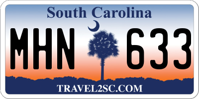 SC license plate MHN633