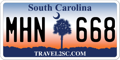 SC license plate MHN668