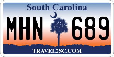 SC license plate MHN689