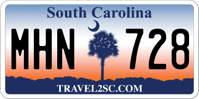 SC license plate MHN728