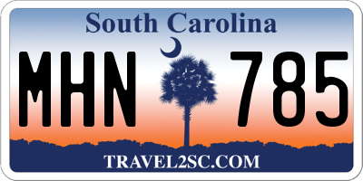 SC license plate MHN785