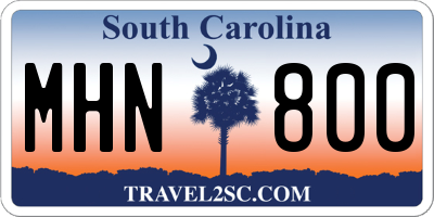 SC license plate MHN800