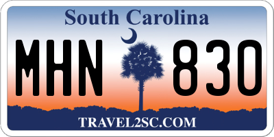 SC license plate MHN830