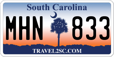 SC license plate MHN833