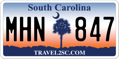 SC license plate MHN847
