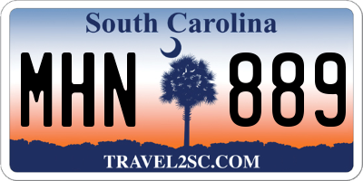 SC license plate MHN889