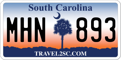 SC license plate MHN893