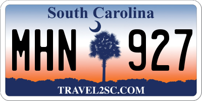 SC license plate MHN927