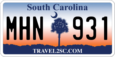 SC license plate MHN931