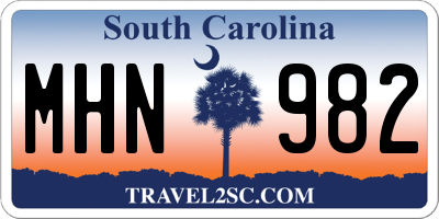 SC license plate MHN982