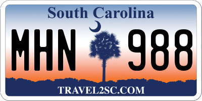 SC license plate MHN988