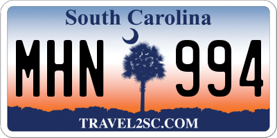 SC license plate MHN994