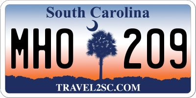 SC license plate MHO209