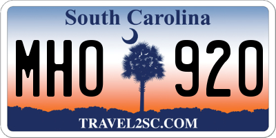 SC license plate MHO920