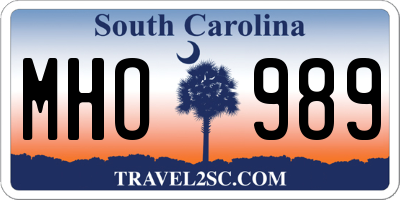 SC license plate MHO989
