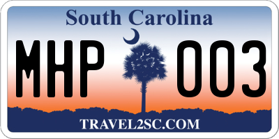 SC license plate MHP003