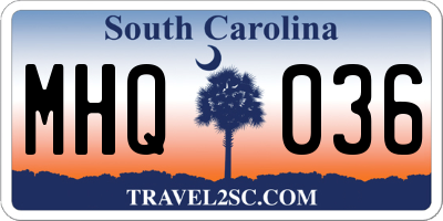 SC license plate MHQ036