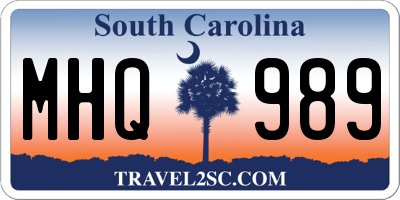 SC license plate MHQ989