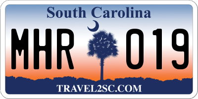 SC license plate MHR019