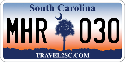 SC license plate MHR030