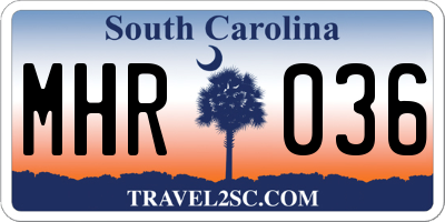 SC license plate MHR036